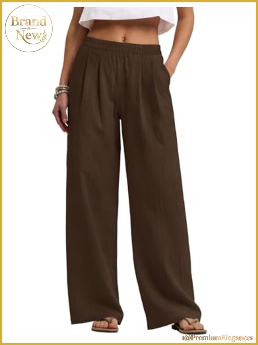 Cotton Linen Wide Leg Palazzo Pants Pull-On Summer Travel